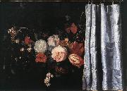 SPELT, Adrian van der Flower Still-Life with Curtain  uig oil painting reproduction